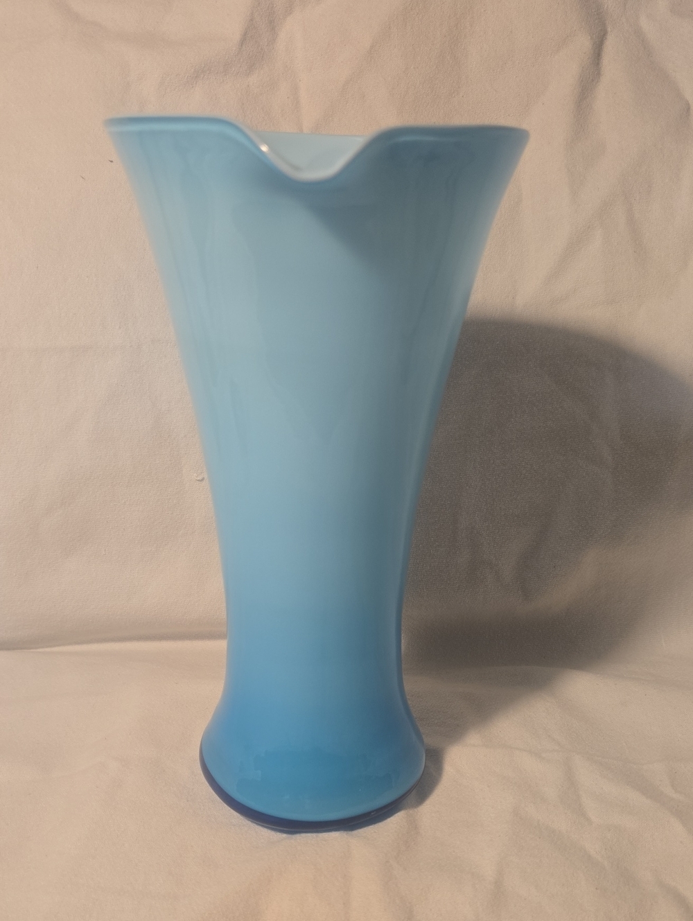Vintage MCM Empoli Blue Cased Glass Pitcher Ewer Italian Art Glass 11” Perfect - Picture 3 of 7